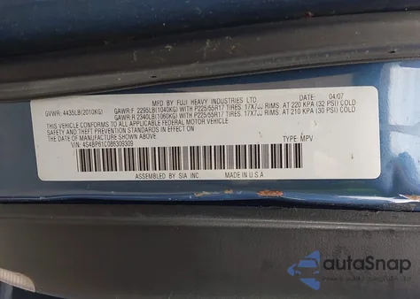 2008 Subaru Outback 2.5I z USA, uszkodzony, nr VIN 4S4BP61C086309309